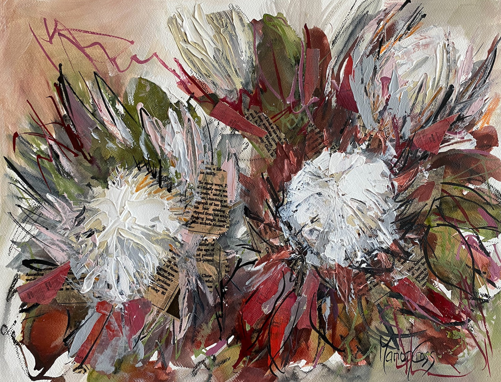 Proteas in the News - ORIGINAL PAINTING